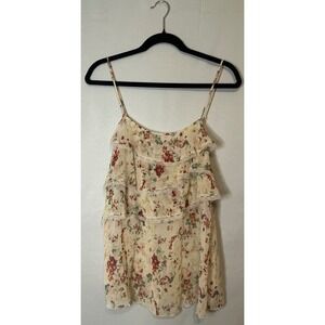 Route 66 Women Floral Ruffle Lace‎ Cami Tank Romantic Coquette Whimsical Flowy